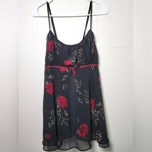 Vintage California Dynasty Floral Rose Babydoll Nightie, Size Large